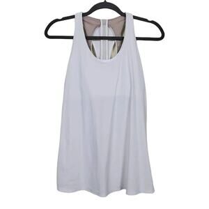 Lululemon Racerback Tank Top Built In Bra Women Size 6 White Mesh Athletic Yoga